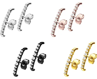 Produktbild von Chirurgenstahl Ohrstecker BOGEN + 8 EINGEFASSTE KRISTALLE