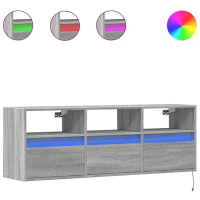 Produktbild von TV-Wandschrank mit LED-Beleuchtung Grau Sonoma 130x31x45 cm