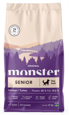 Produktbild von Monster Dog Original Senior 12kg Glutenfreies Trockenfutter mit Huhn und Pute für ältere Hunde