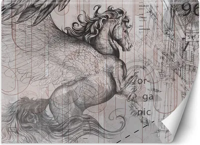 Produktbild von Vlies fototapete Pegasus Pferd abstrakt 368x254 cm Feeby Grau inkl. Kleber einfache Montage