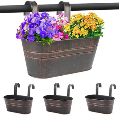 Produktbild von Metallene Hangpflanzenkästen für Balkon und Garten mit abnehmbaren Haken
