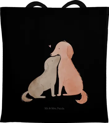 Produktbild von Mr. & Mrs. Panda Jutebeutel Hunde Liebe - Schwarz - Geschenk, Tote Bag, Vertrauen, Herz, Hund, Kuscheln, Shopping Tasche, Einkaufstüte, Sprüche, Laptoptasche