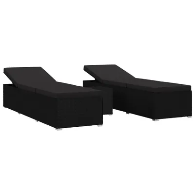 Immagine prodotto di vidaXL Set di 3 lettini prendisole in rattan nero