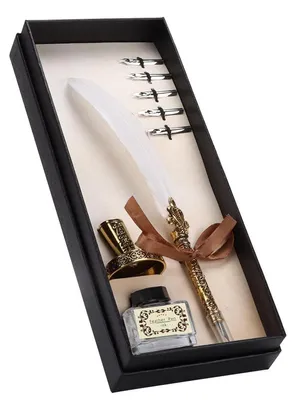 Produktbild von Kalligraphie-Stift-Set Edelstahl Feder Retro Weiß 6-teilig