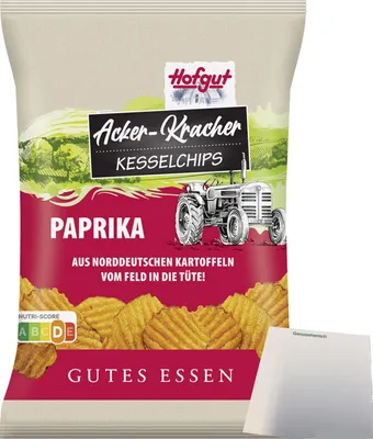 Produktbild von Hofgut Chips Acker-Kracher Paprika (120g Beutel) + usy Block