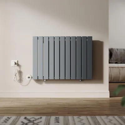 Obrázek produktu pro Stojací radiátor SONNI, elektrický radiátor, jednovrstvý, antracitová barva, 600 × 832 mm