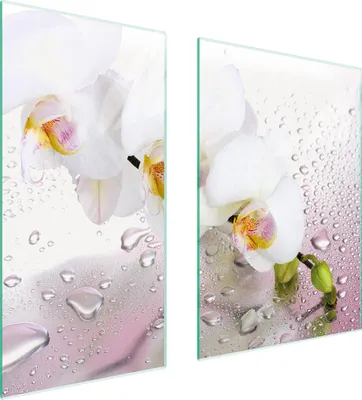 Obrázok produktu pre Kryt varnej dosky 2 kusy 75x52 Sklenený kryt varnej dosky Sklenená doska na krájanie Orchidea biela