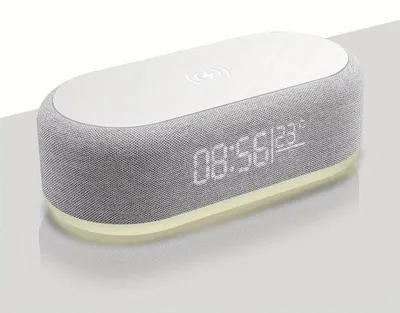 Image de Chargeur sans fil avec veilleuse, affichage de l'heure et de la température, réveil, station de recharge pour bureau et chambre à coucher, compatible avec les iPhone 16, 15, 14, 13, 12, 11, Pro Max/Mini/Plus/Xr/X/8
