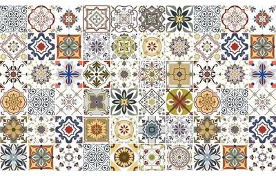 Productafbeelding van Zelfklevende tegelstickers voor keuken en badkamer – 60 cementtegelsstickers (Azulejos Tinea) – 60 stickers, 20 x 20 cm