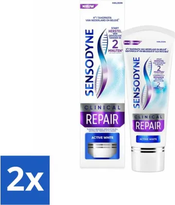 Produktbild von Sensodyne - Zahnpasta - Clinical Repair - Active White - Zahnschmelz wiederherstellen - 75 ml - Vorteilspack - 2 Stücke