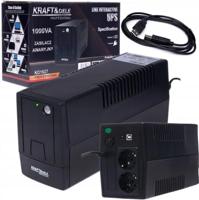 Produktbild von KRAFT&DELE | UPS USV Unterbrechungsfreie Stromversorgung, 1000-VA-LED, mit Überspannungsschutz 230V Line-Interactive AVR Pure Sine Wave USV-Anlage