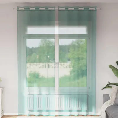Produktbild von Möbel Voile Vorhänge mit Ösen 2 Stk. Türkis - Gardinen & Vorhänge &22546