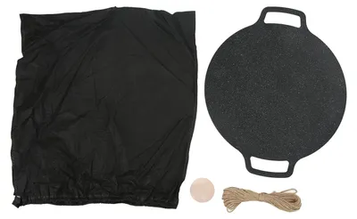 Produktbild von Grillplatte, haftsicher, rund, verhindert fettiges, tragbares Grillbraten mit Doppelgriff für Camping-Picknick