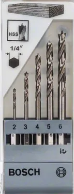 Produktbild von Bosch Holzbohrer-Set mit Sechskantschaft, 5-teilig, 2 - 6 mm