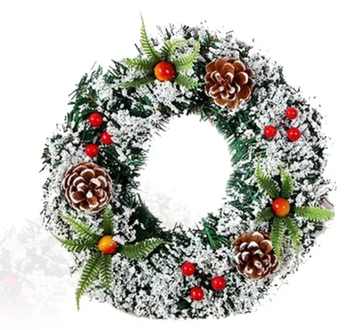Weihnachtskranz 30 cm, verschneit mit Tannenzapfen, zum Aufhängen