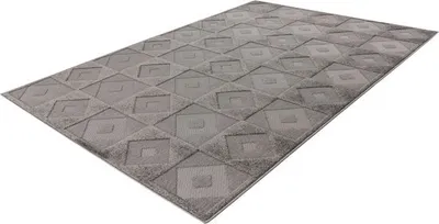 Produktbild von Lalee Nova moderner Teppich fr drinnen und drauen - Gartenteppich - terass Teppich niedrigflorig - 3d - 80x150 cm outdoor grau
