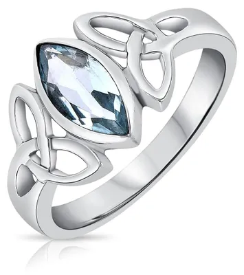 Productafbeelding van 925 Sterling Zilveren Ring met Keltische Driehoek Knoop en Topaas