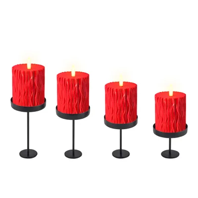 Obrázek produktu pro 3.05 Svícen na svíčku z kovu - magnetický v sadě 4 kusů / každý 12 x 6 cm - barva: černá