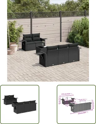 Produktbild von The Living Store 6-tlg. Garten-Sofagarnitur mit Kissen Schwarz Poly Rattan