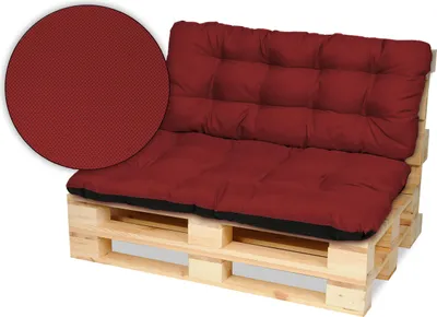 Produktbild von Superkissen24. Palettenkissen Palettenauflagen Sitzkissen - 120x80 cm und Rückenlehne 120x50 cm - Outdoor und Indoor - Bordeaux