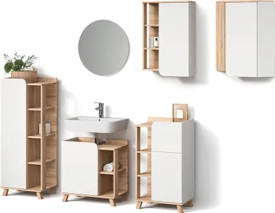 Produktbild von Badmöbel-Set Livinity Marano Sonoma/Weiß 6 Teile, Model 53108
