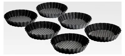 Produktbild von Mini Torteletts 6 Stück, Tortelettförmchen 10 cm, kleine Tarteform, antihaftbeschichtet