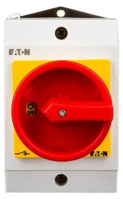 Imagen del producto de EATON T0-2-8900/I1/SVB 207151: Interruptor principal de 20A, montaje en superficie, 3 polos + neutro, con función de parada de emergencia