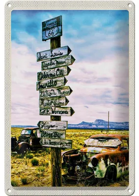 Produktbild von Blechschild Reise 20x30cm Amerika USA Route 66 Oldtimer Gebirge