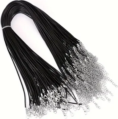 Produktbild von Lederkette Damen - 60 Stück Kordel Schwarz Kettenband, Hochwertiges Kautschuk Halsband mit Verschluss, Ideal für die Herstellung von Schmuck, Perfekt zum Hinzufügen von Anhängern, Charms oder anderem