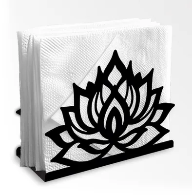 Metall-Serviettenhalter Lotusblüte, schwarz, 13,5x10,5x5 cm