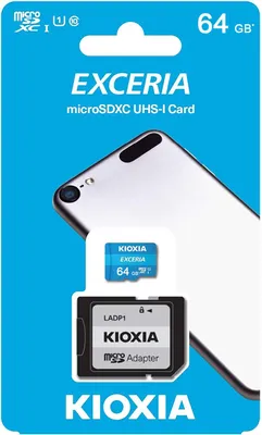 Zdjęcie produktu dla Kioxia Exceria, 64 GB, MicroSDXC, Klasa 10, UHS-I, 100 MB/s, Class 1 (U1)