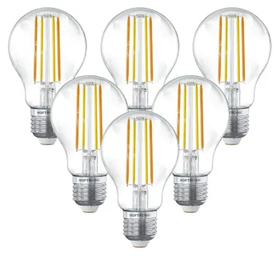 Produktbild von hoftronic Smart LED-Glühlampe E27 7W 806lm 1800-3000K dimmbar klar Set 6 Stück