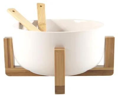 Produktbild von Secret de Gourmet - Salatschussel/Schale - Mit Besteck - Bambus - Weis