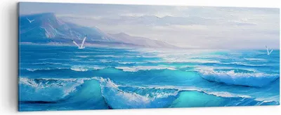 Produktbild von Bild auf Leinwand - Leinwandbild - Meer Welle Möwe - 140x50cm - Wand Bild - Wanddeko - Wandbilder - Leinwanddruck - Bilder - Kunstdruck - Wanddekoration - Leinwand bilder - Wandkunst - AB140x50-4033