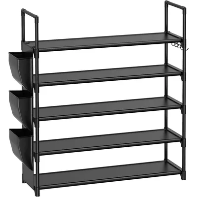 Produktbild von 5-lagiges Lagerregal, Schuhschrank, Metallrahmen, Vliesregal, einfaches Schuhregal für den Haushalt, 86 x 28 x 88 cm