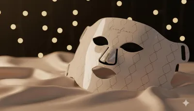 Produktbild von Karoline Beauty LED Gesichtsmaske mit Rot- & Infrarotlicht (630nm & 850nm) – Lichttherapie Maske mit 220 LEDs, 4 Modi & Timer – Anti-Aging Weiß-Gold