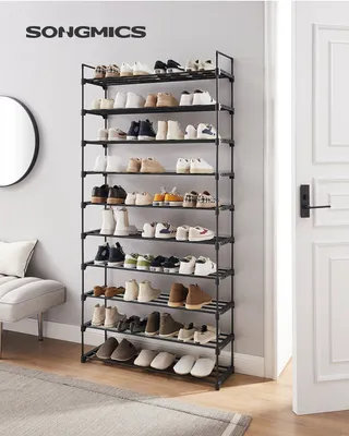 Produktbild von SONGMICS 10 Ebenen Schuhregal, Schuhschrank, Schuhaufbewahrung, für bis zu 50 Paar Schuhe schwarz