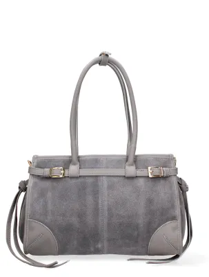 Image de Sac bandoulière pour femmes de la marque Lux, en suède et en cuir, avec bandoulière réglable, fabriqué en Italie