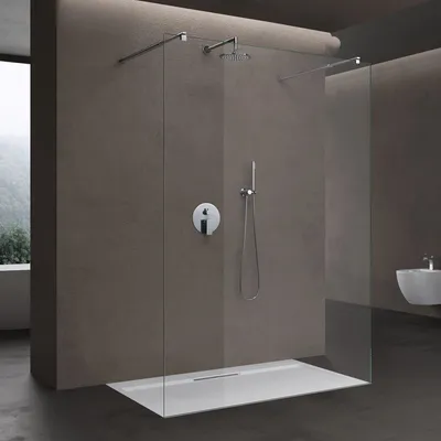 Image de doporro Paroi de Douche à L'italienne Transparent 140 cm Pare-douche Verre de Sécurité 10mm Paroi 138x200cm avec 2 Stabilisateurs Rectangulaires Bremen02K