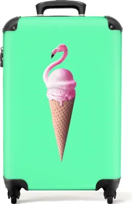 Produktbild von NoBoringSuitcases.com® Kufry Příruční kufr na kolečkách Malý cestovní kufr na kolečkách se 4 kolečky - Zmrzlina - Zmrzlinové kornouty - Flamingo - Růžová - Zelená - Příruční velikost < 55x40x23 cm a 55x40x20 cm - Foto kufr - Příruční kufr - Palubní zavazadlo Příruční kufr 55x35x20 cm, 36L,