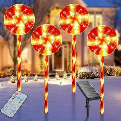 Image de Lot de 4 lampes solaires de Noël, 8 modes, pour le jardin
