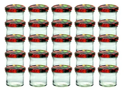 Productafbeelding van Set Weckpotten - Conserveerpotten Jampotten - Zelf Inmaken - Met Fruitmotief - 125 ml 25 Stuks - Transparant