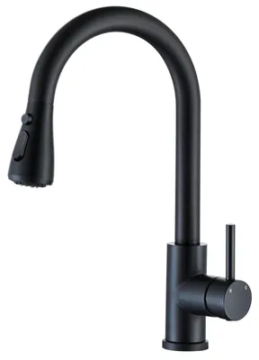 Produktbild von AICA Hochdruck Edelstahl Küchenarmatur Ausziehbar Wasserhahn Küche Mischbatterie Schwarz Matt