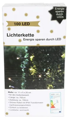 Image de Guirlande lumineuse extérieure avec 100 LED blanc chaud Décorations de Noël