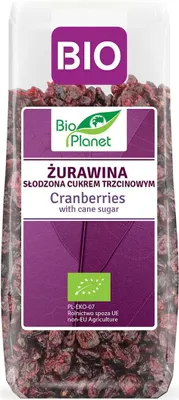 ŻURAWINA SŁODZONA CUKREM TRZCINOWYM BIO 100 g - BIO PLANET
