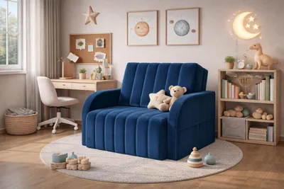 Produktbild von Schlafsessel Sofa mit Schlaffunktion Gästebett Klappsofa mit Bettfunktion mit Bettkasten Couch Sofagarnitur Salon Jugendzimmer - 101 x 90 x 104 cm - MONTANA 80 (Dunkelblau - Krono 9)