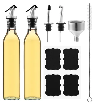 2er-Set Ölflaschen 500 ml mit Ausgießer, Glas, für Öl & Essig