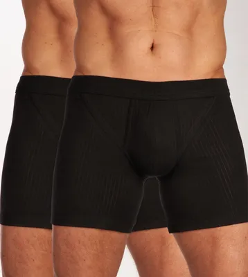 Image de Schiesser boxer 2 pack authentic 4-1 rib shorts black hommes