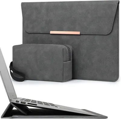 Produktbild von Laptophülle 15 Zoll, mit Ständerfunktion, grau, für Laptops
