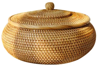 Image de Panier en osier avec couvercle, idéal pour le pain et le rangement